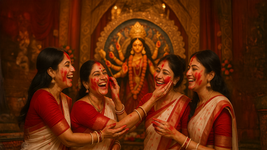 Sindoor Khela – The Red Farewell of Durga Puja