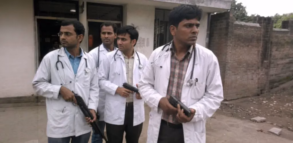 Doctors with stethoscope and gun