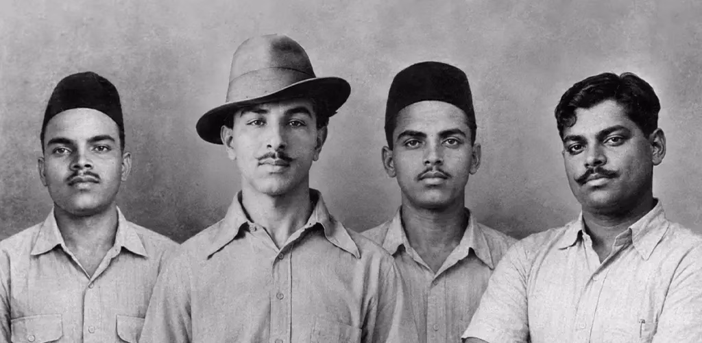 Bhagat Singh, Sukhdev, and Rajguru along with Chandrashekhar Azad