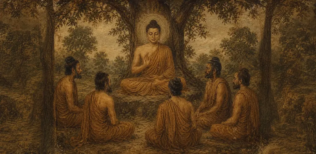 Lord Buddha with his 5 disciples