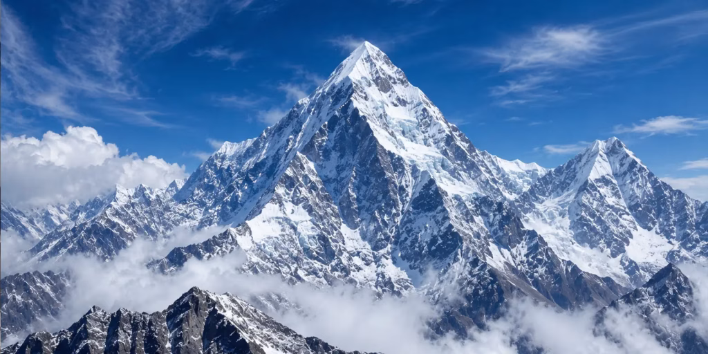 snow covered mountain peaks