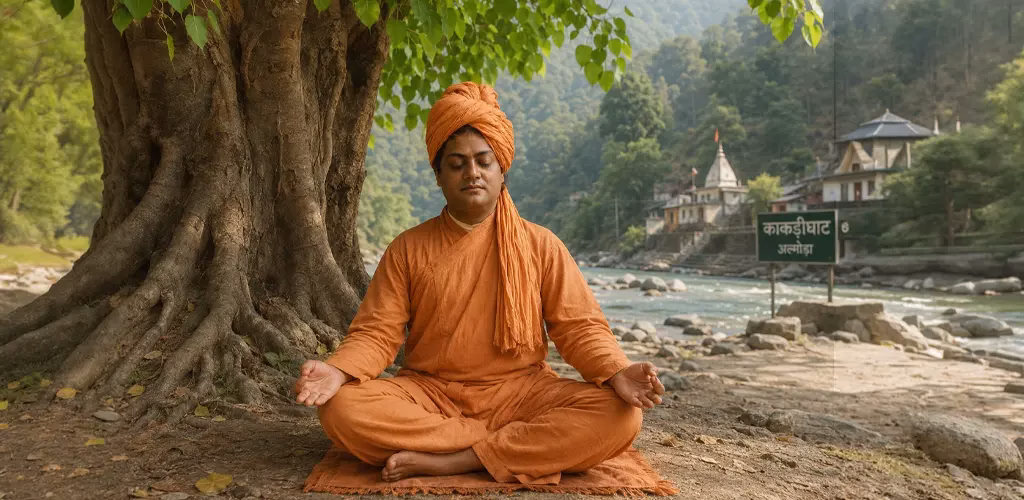 Vivekananda under Peepal tree, Kakrighat