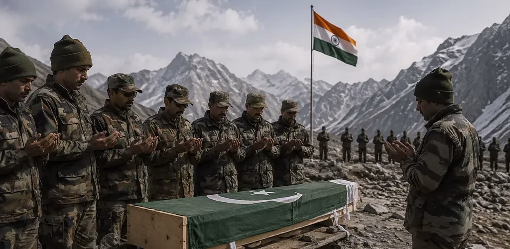 Indian army performing last rituals of Pakistani soldiers