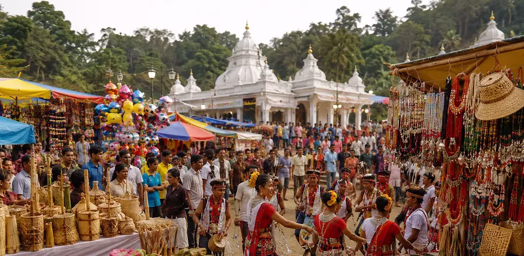 mela around the temple grounds