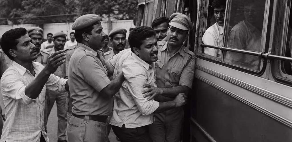 Police forcing men