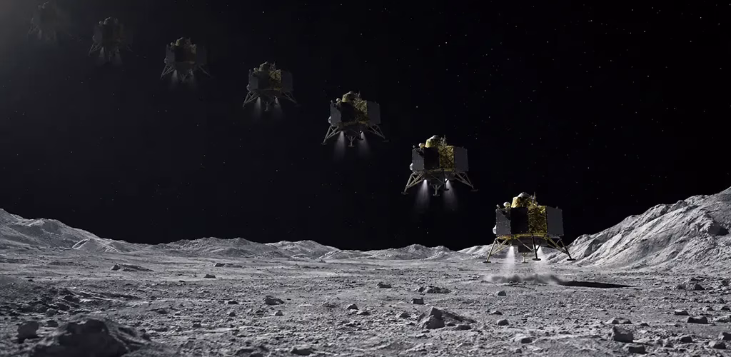 Vikram lander's descent sequence toward the lunar south pole
