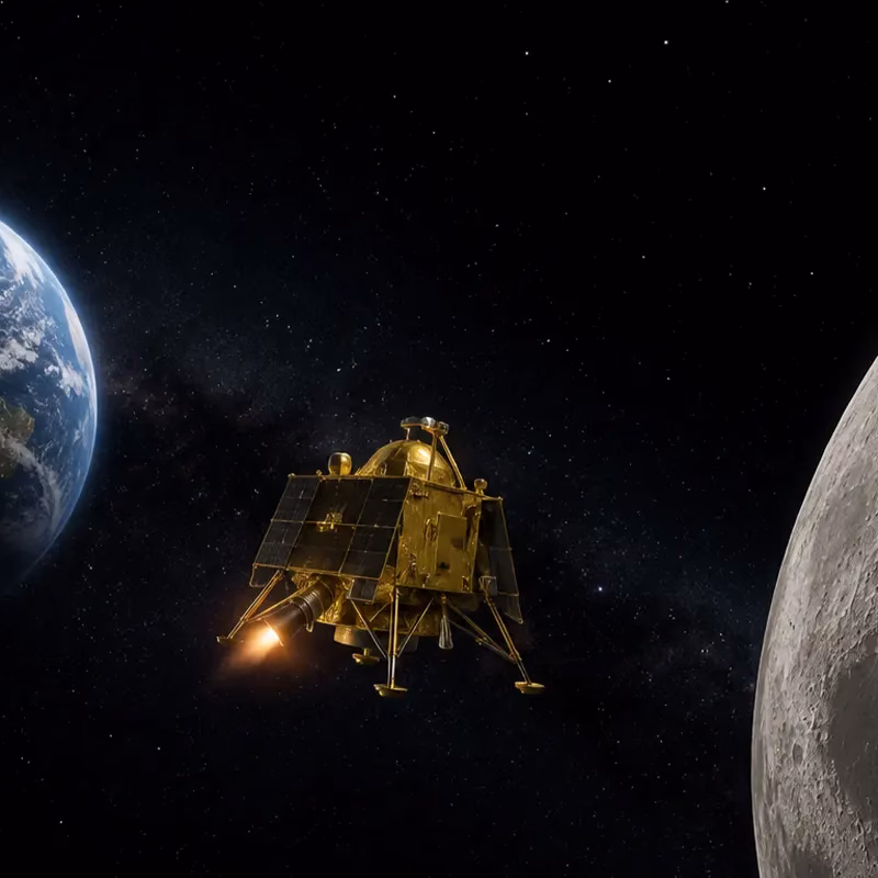 Vikram lander touching down on the Moon's south pole