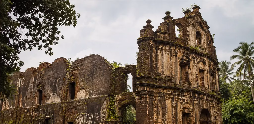 ruins of a Portuguese-era church in Goa.
