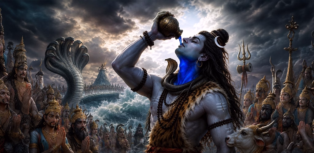 Lord Shiva drinking the poison