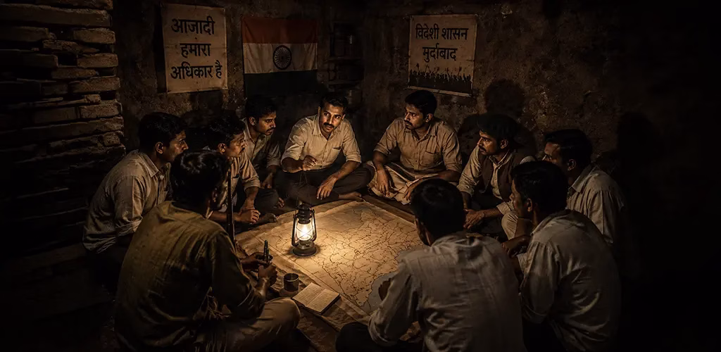 A recreated image of underground meetings held before the uprising