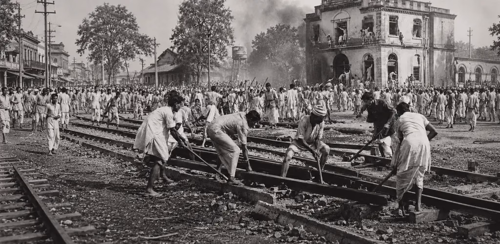 protestors destroying the railway tracks