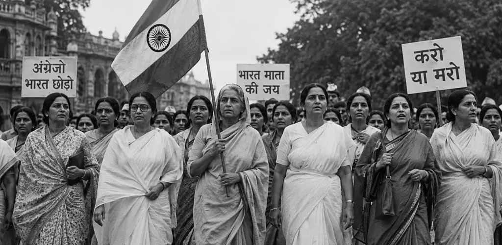 protestors with the Indian flag