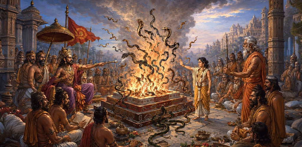 The legend of King Janamejaya and the Sarpa Satra