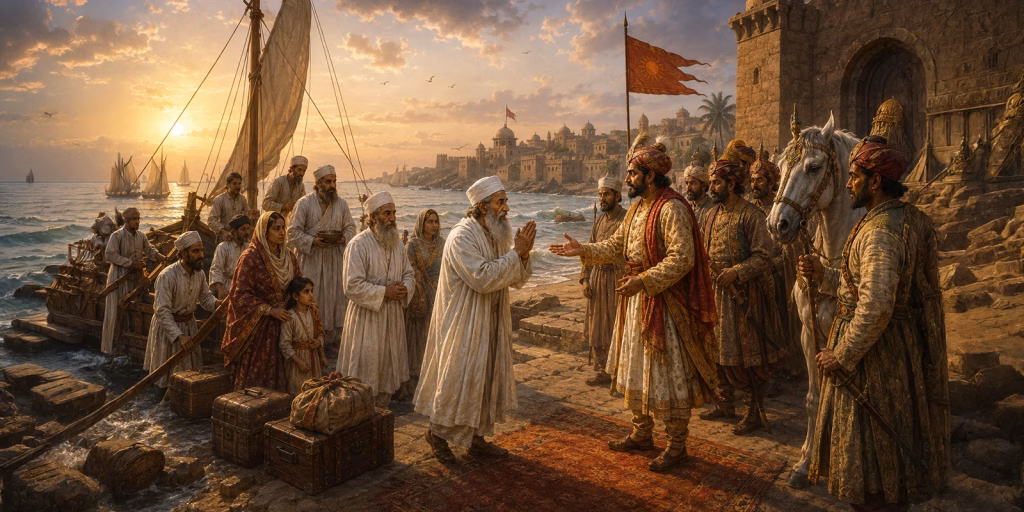 The legendary meeting between the Parsi refugees and King Jadi Rana