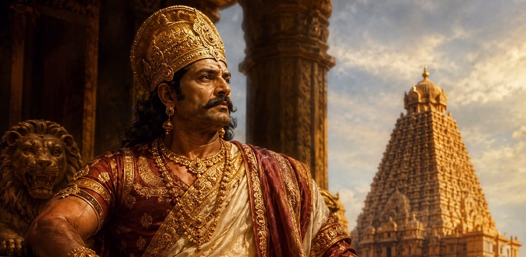 A depiction of Raja Raja Chola I, the emperor who commissioned the temple.