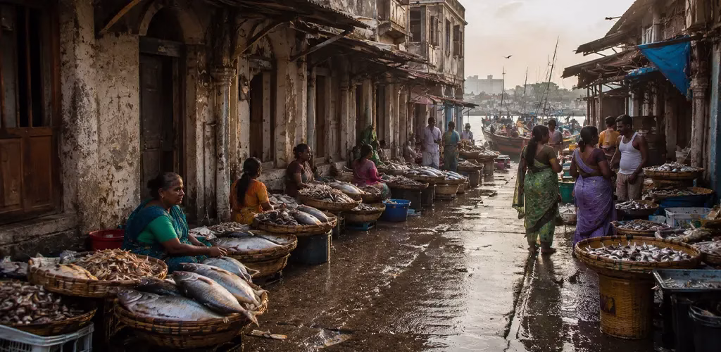 old Lalbaug market where the fisherfolk once traded