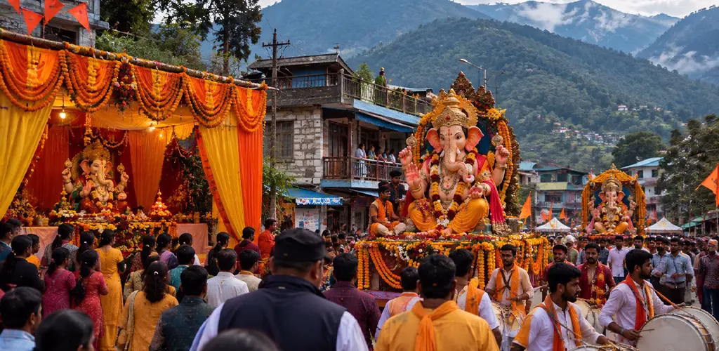 Ganesh pandals and idol processions now appearing in Uttarakhand's towns