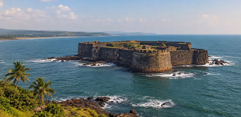 The sea fort of Suvarnadurg off the Konkan coast
