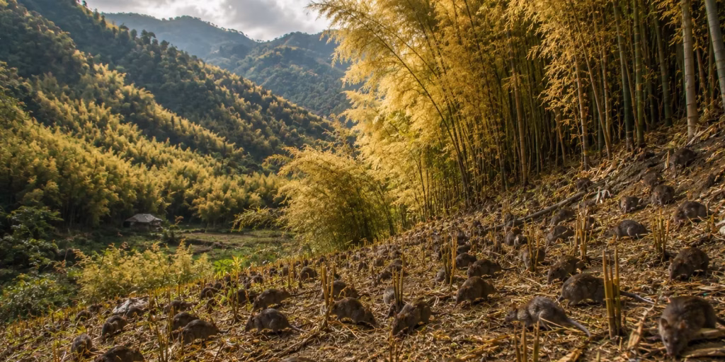 Bamboo forest in bloom, Mizoram hills