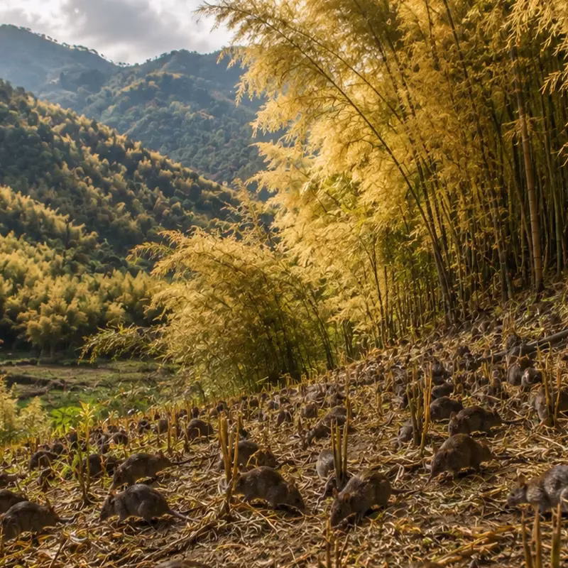 Bamboo forest in bloom, Mizoram hills