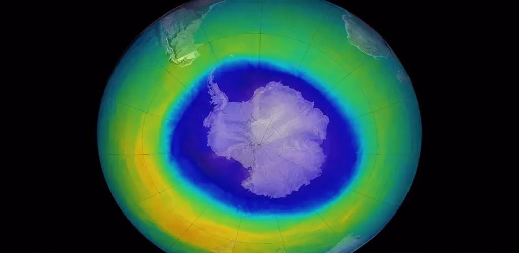 Diagram of the Antarctic ozone hole over the South Pole