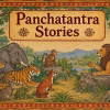 An old illustrated manuscript page showing animal characters from the Panchatantra