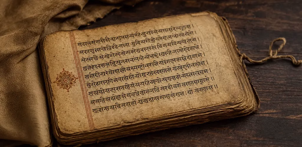 an ancient Sanskrit manuscript page from the Chandah-shastra