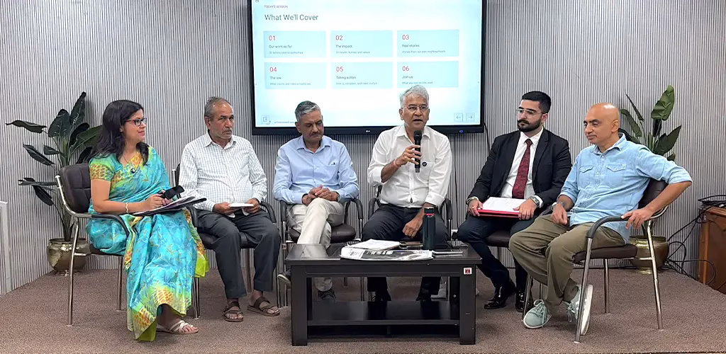 Residents attend a public session on noise pollution organised by UANP and Doon Library and Research Centre in Dehradun.
